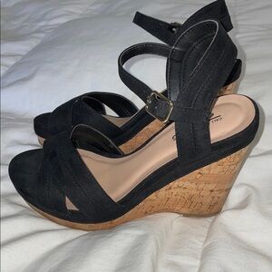 Call It Spring | Black | Wedge Sandals | Cork | Platform | Heels | Size 7.5 / 8